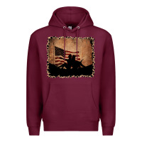 Burgundy America Western Cowboy and Cowgirl Leopard Frame Premium Hoodie - CowCowDesign