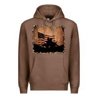 Chestnut America Western Cowboy and Cowgirl Leopard Frame Premium Hoodie - CowCowDesign