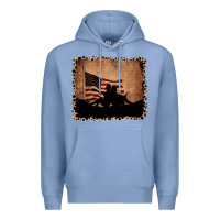 Colony Blue America Western Cowboy and Cowgirl Leopard Frame Premium Hoodie - CowCowDesign