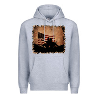 Heather Grey America Western Cowboy and Cowgirl Leopard Frame Premium Hoodie - CowCowDesign