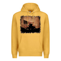 Mustard America Western Cowboy and Cowgirl Leopard Frame Premium Hoodie - CowCowDesign