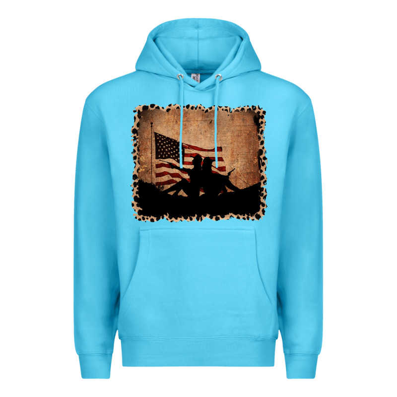 America Western Cowboy And Cowgirl Leopard Frame Premium Hoodie by CowCowDesign | Teevron