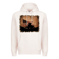 Pale Pink America Western Cowboy and Cowgirl Leopard Frame Premium Hoodie - CowCowDesign