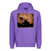 Purple America Western Cowboy and Cowgirl Leopard Frame Premium Hoodie - CowCowDesign