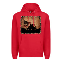 Red America Western Cowboy and Cowgirl Leopard Frame Premium Hoodie - CowCowDesign