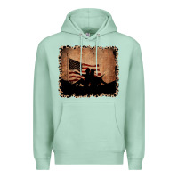 Seafoam America Western Cowboy and Cowgirl Leopard Frame Premium Hoodie - CowCowDesign