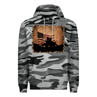 Slate Camo America Western Cowboy and Cowgirl Leopard Frame Premium Hoodie - CowCowDesign