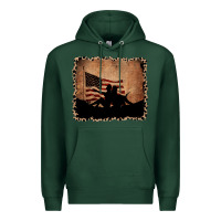 Sports Green America Western Cowboy and Cowgirl Leopard Frame Premium Hoodie - CowCowDesign
