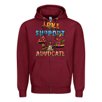 Burgundy Love support advocate Zipper Hoodie - CowGirlArtShop