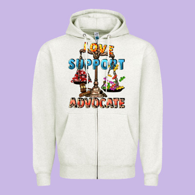 Love Support Advocate Zipper Hoodie Designed By Cowgirlartshop