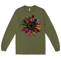 Army Green Cheetah Christmas Sunflower Long Sleeve Tee - Bettercallsaul