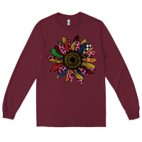 Burgundy Cheetah Christmas Sunflower Long Sleeve Tee - Bettercallsaul