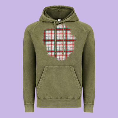 Christmas Tartan Patch Vintage Hoodie Designed By Bundleandbundleshop