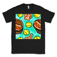 Black softball glove and hotdog seamless pattern Classic Tee - BundleAndBundleShop