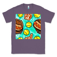 Lavender softball glove and hotdog seamless pattern Classic Tee - BundleAndBundleShop