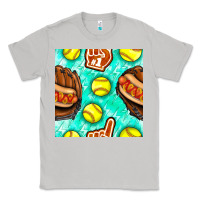 Moon Dust softball glove and hotdog seamless pattern Classic Tee - BundleAndBundleShop