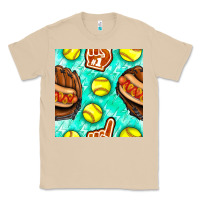 Mushroom softball glove and hotdog seamless pattern Classic Tee - BundleAndBundleShop