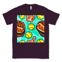 Plum softball glove and hotdog seamless pattern Classic Tee - BundleAndBundleShop