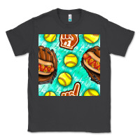 Smoke softball glove and hotdog seamless pattern Classic Tee - BundleAndBundleShop