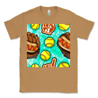 Toasted Coconut softball glove and hotdog seamless pattern Classic Tee - BundleAndBundleShop