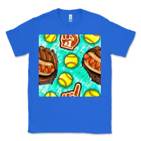 True Royal softball glove and hotdog seamless pattern Classic Tee - BundleAndBundleShop