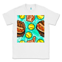 White softball glove and hotdog seamless pattern Classic Tee - BundleAndBundleShop