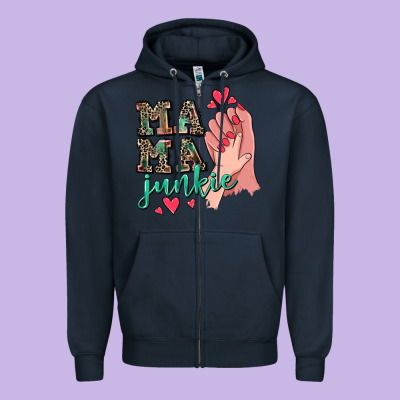 Mama Junkie Mother's Day Zipper Hoodie Designed By Cowgirlartshop