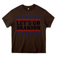 Chocolate Brown Let's Go Brandon American Flag Heavy Core Tee - Jasminsmagicworld