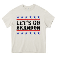 Cream Let's Go Brandon American Flag Heavy Core Tee - Jasminsmagicworld