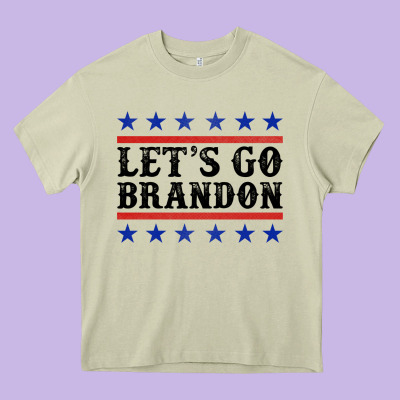 Let's Go Brandon American Flag Heavy Core Tee Designed By Jasminsmagicworld