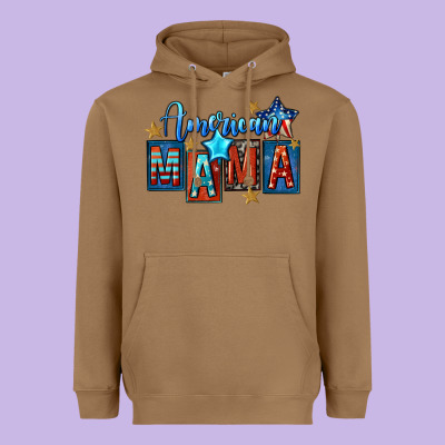 American Mama Mother's Day Heavyweight Hoodie Designed By Fadigitalartstudio