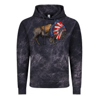 Cloud Black american bison with indian headdress Vintage Hoodie - RanaPortraitStore