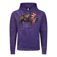 Cloud Purple american bison with indian headdress Vintage Hoodie - RanaPortraitStore