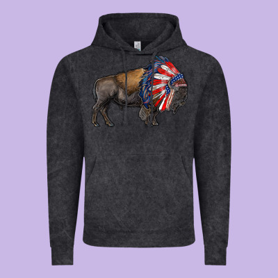 American Bison With Indian Headdress Vintage Hoodie Designed By Ranaportraitstore