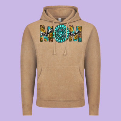 Western Mom With Turquoise Gemstone Vintage Hoodie Designed By Bundleandbundleshop