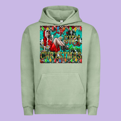 Just A Girl Who Loves Christmas Urban Hoodie Designed By Cowhidedigitalart