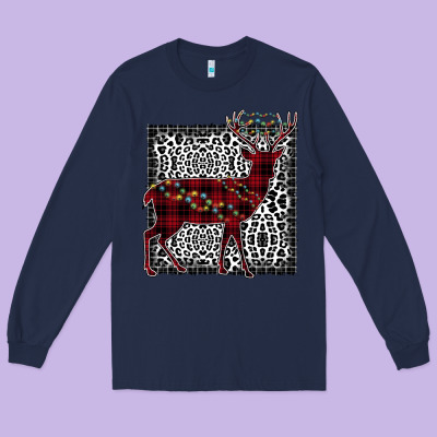 Christmas Deer Long Sleeve Tee Designed By Bettercallsaul