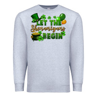 Heather Grey Let the shenanigans begin St. Patricks Day Premium Sweatshirt - FaDigitalArtStudio