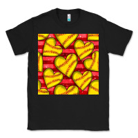 Black softball hearts seamless pattern Classic Tee - BundleAndBundleShop