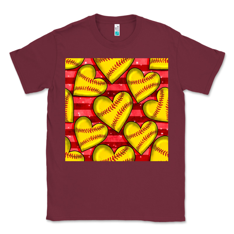 Softball Hearts Seamless Pattern Classic Tee by BundleAndBundleShop | Teevron
