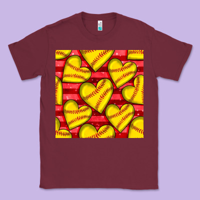 Softball Hearts Seamless Pattern Classic Tee Designed By Bundleandbundleshop