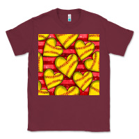 Burgundy softball hearts seamless pattern Classic Tee - BundleAndBundleShop
