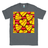 Charcoal Heather softball hearts seamless pattern Classic Tee - BundleAndBundleShop