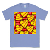 Colony Blue softball hearts seamless pattern Classic Tee - BundleAndBundleShop