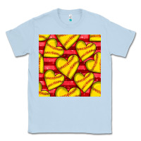Dusty Blue softball hearts seamless pattern Classic Tee - BundleAndBundleShop
