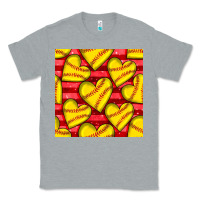 Heather Grey softball hearts seamless pattern Classic Tee - BundleAndBundleShop