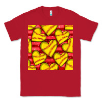 Red softball hearts seamless pattern Classic Tee - BundleAndBundleShop
