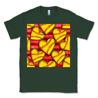 Sports Green softball hearts seamless pattern Classic Tee - BundleAndBundleShop