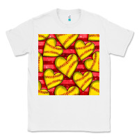 White softball hearts seamless pattern Classic Tee - BundleAndBundleShop