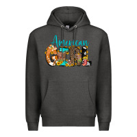 Charcoal Heather American Girl, western Cowhide Premium Hoodie - CowCowDesign